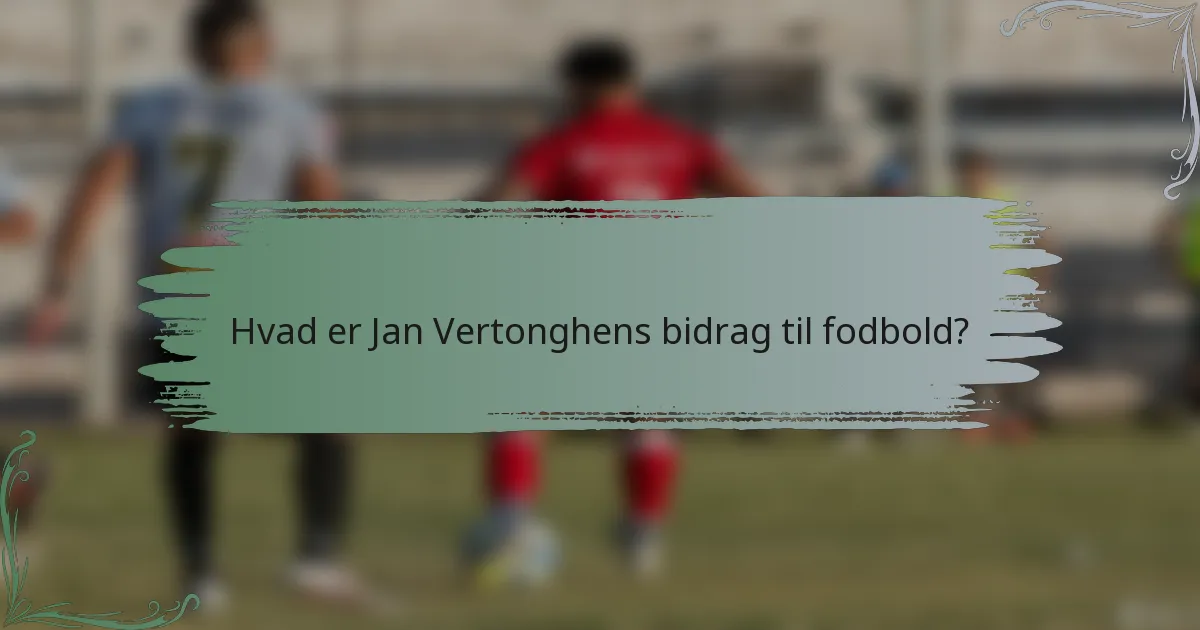 Hvad er Jan Vertonghens bidrag til fodbold?