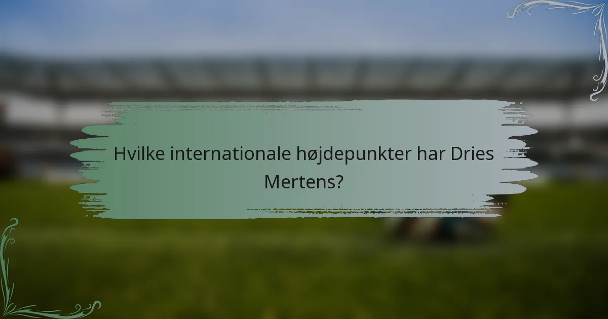Hvilke internationale højdepunkter har Dries Mertens?