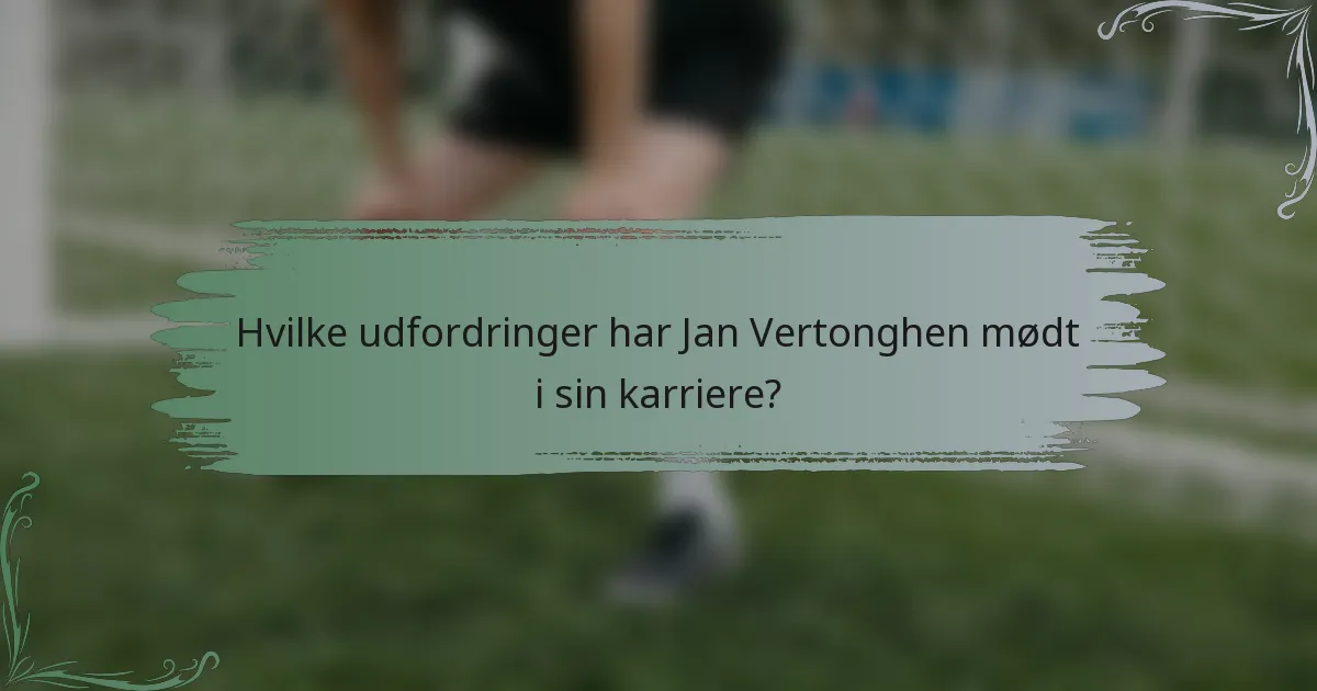 Hvilke udfordringer har Jan Vertonghen mødt i sin karriere?