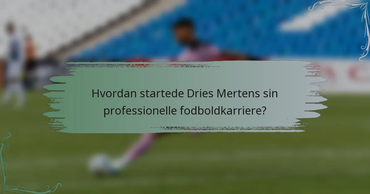 Hvordan startede Dries Mertens sin professionelle fodboldkarriere?